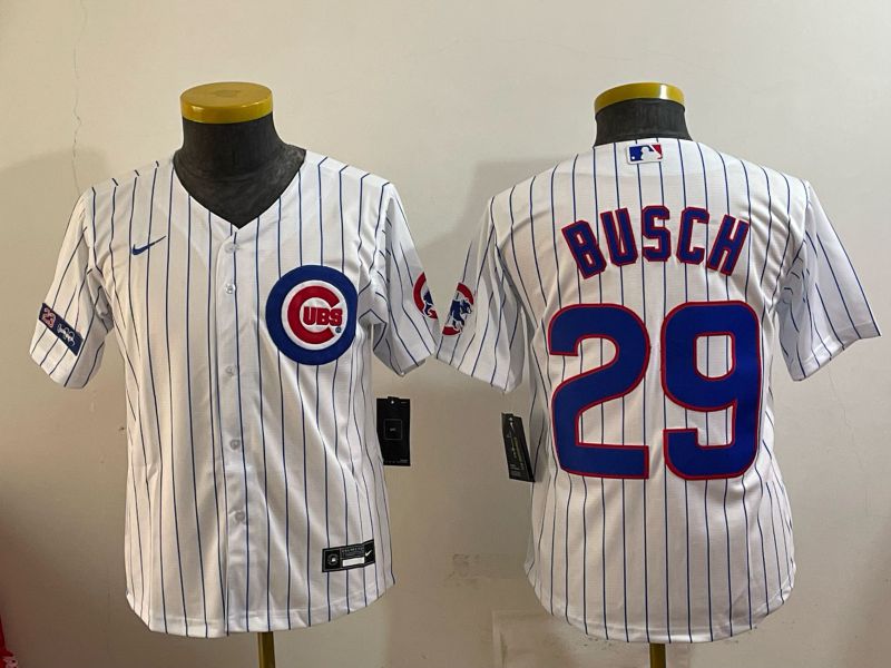 Youth Chicago Cubs #29 Busch White Stripe Game 2026 Nike MLB Jersey style 003->youth mlb jersey->Youth Jersey